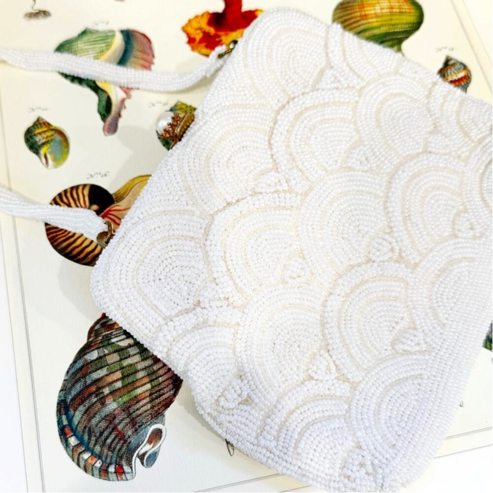 Vintage Goldco White Beaded Evening Handbag